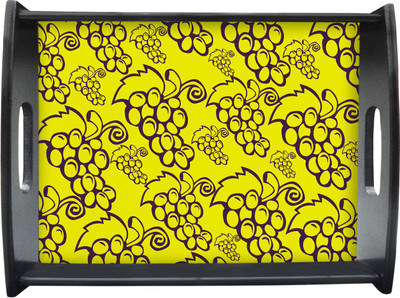 71% OFF on Sajawathomes Yellow And Black Grapes Pattern Printed Wood Tray Multicolor, Pack of 1