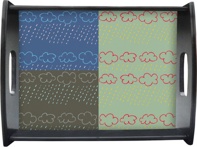 71% OFF on Sajawathomes Cloud And Water Pattern Printed Wood Tray Multicolor, Pack of 1