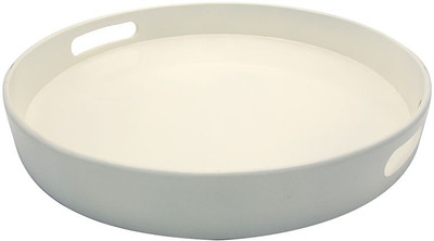 39% OFF on Giftease Round Lacquer 13 Inch Solid Wood Tray White, Pack of 1