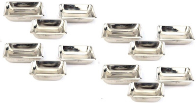 Sunline Square Shape Piece Solid Silver Dish Set Steel, Pack of 12