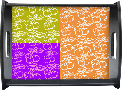 71% OFF on Sajawathomes Colored Grapes Pattern Printed Wood Tray Multicolor, Pack of 1