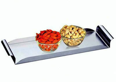 37% OFF on Dynamic Store Snacks Tray Solid Stainless Steel Tray Silver, Pack of 1