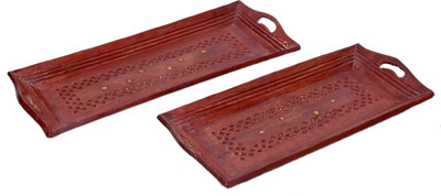38% OFF on Design Hut Serving Embossed Wood Tray Set Brown, Pack of 2 38% OFF on Design Hut Serving Embossed Wood Tray Set Brown, Pack of 2