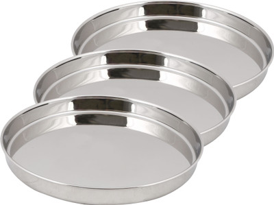 29% OFF on Ndura Khumcha Coil 09 Solid Stainless Steel Plate Set Silver, Pack of 3