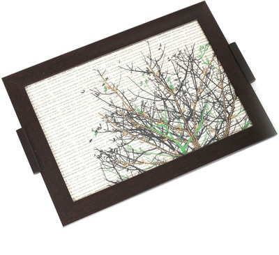 Cherrytin Large Sequined Tree Printed Wood Tray Black, White, Pack of 1 Cherrytin Large Sequined Tree Printed Wood Tray Black, White, Pack of 1