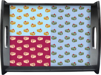 71% OFF on Sajawathomes Multi Colored Background With Tringle Pattern Printed Wood Tray Multicolor, Pack of 1