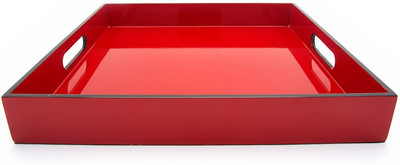 39% OFF on Giftease Square Lacquer 13 x 13 Inch Solid Wood Tray Red, Pack of 1