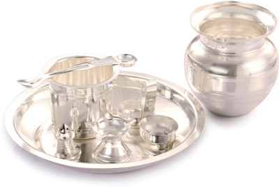 10% OFF on Ojas Taman Gadwa Set Silver Plated Pooja & Thali Set 10% OFF on Ojas Taman Gadwa Set Silver Plated Pooja & Thali Set