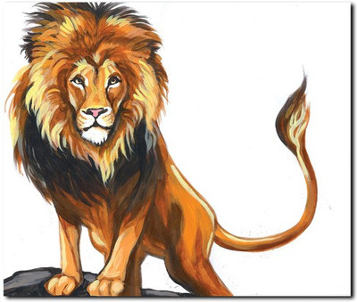 69% OFF on Stybuzz Lion Painting Art Frameless Canvas Art