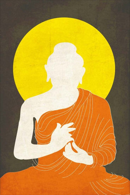 Buddha - Orange Drape Silhouette Paper Print - Small