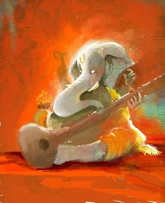 40% OFF on Ganesha Tambura Poster Paper Print