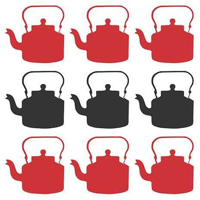 Masala Chai - Kitchen Art - Red & Black Kettles 12 x12 Canvas Art Masala Chai - Kitchen Art - Red & Black Kettles 12 x12 Canvas Art
