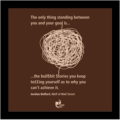 5% OFF on Thinkpot Only Thing Standing Between You And Your Goal -Jordon Belford Black Square Frame Paper Print