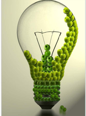 75% OFF on Bulb With Apple Poster (12 x 18 Inches) by Shopkeeda Paper Print