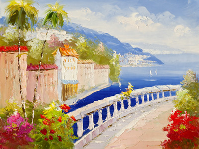 44% OFF on Handmade Oil Painting On - Riviera By ArtSingh By ArtSingh (12x16 inch) Canvas Art