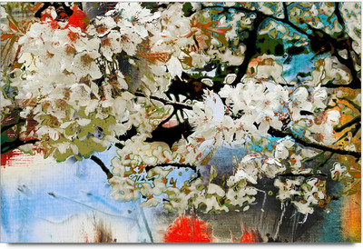 34% OFF on Amy White Coloured Flowers Having Tiny Leaves 3D Poster