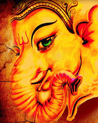 79% OFF on Painting Without Frame - Ganesha Portrait Canvas Art