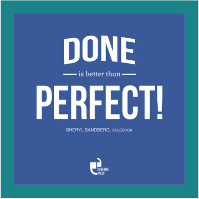 5% OFF on Thinkpot Done Is Better Then Perfect! - Sheryl Sandberg, Facebook Blue Square Frame Paper Print