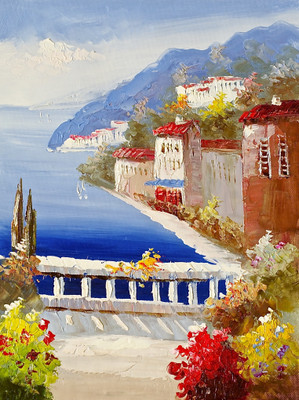 44% OFF on Handmade Oil Painting On Canvas - Magnificent Balcony Canvas Art