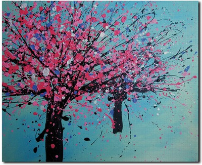 69% OFF on Stybuzz Textured Tree Blue Frameless Canvas Art