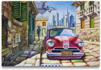 43% OFF on Old Red Car at the Sunny Street Canvas Art 43% OFF on Old Red Car at the Sunny Street Canvas Art