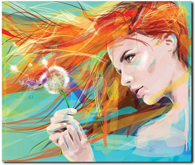 69% OFF on Stybuzz Girl With Dandelion Painting Art Frameless Canvas Art