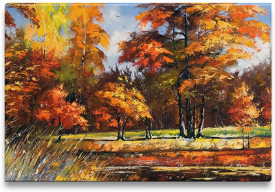 45% OFF on Autumn Landscape on The Bank of The River Canvas Art