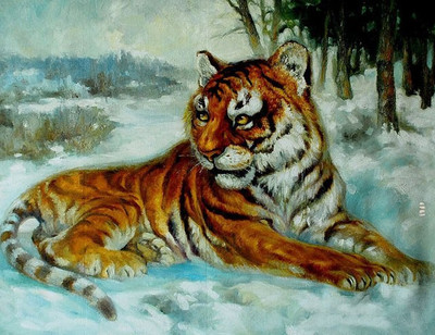 80% OFF on Holicshop Tiger Canvas Pianting without Frame Canvas Art