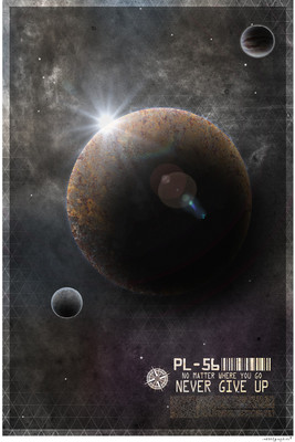 Ink and Graphite - Space Scene Never Give Up Poster Paper Print Ink and Graphite - Space Scene Never Give Up Poster Paper Print