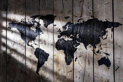62% OFF on Map On Wood Poster Photographic Paper