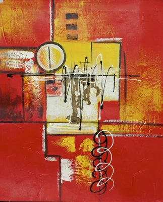 27% OFF on Handmade Oil Painting On Canvas - Polygonal World By ArtSIngh (26 x 24 inch) Canvas Art