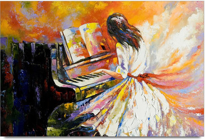 75% OFF on Amy Girl Playing a Piano Artistic Painting 3D Poster