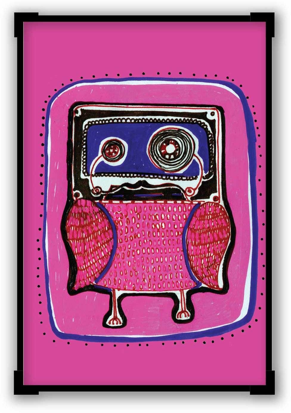 30% OFF on The Singng Owl Pink Graphic Illustration Matte Laminated Framed Poster Paper Print