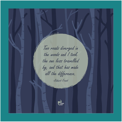 25% OFF on 2 roads diverged in the woods - Robert Frost Blue Square Frame Photographic Paper