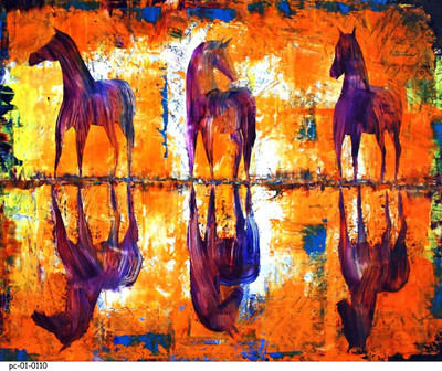 57% OFF on Without Frame - Horse On Warter 62 Canvas Art