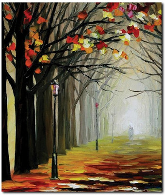 69% OFF on Stybuzz Tree Along The Lane Painting Frameless Canvas Art