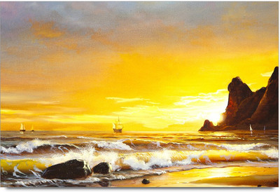 53% OFF on Sunset Sea Paint Laminated Poster Paper Print