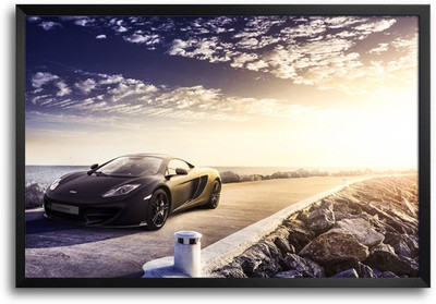 46% OFF on ShopMantra Black Car Laminated Frame Poster Paper Print