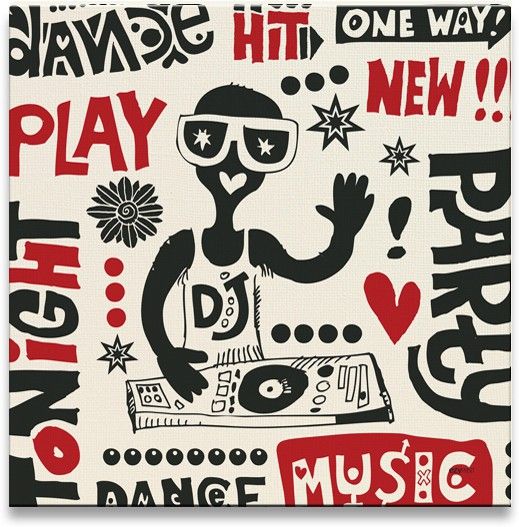38% OFF on Funny Music Doodles Canvas Art