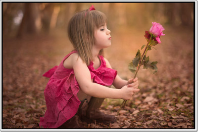 66% OFF on Baby Girl With Rose Poster Paper Print