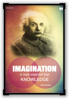 30% OFF on Preseed Prints Albert Einstein Imagination Motivational Quote Startup Matte Laminated Framed Poster Paper Print