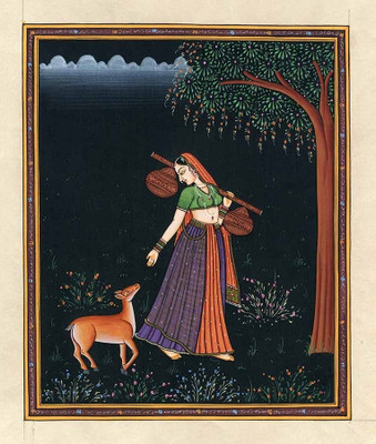 54% OFF on Queen with Deer Mughal Miniature Fine Art Print