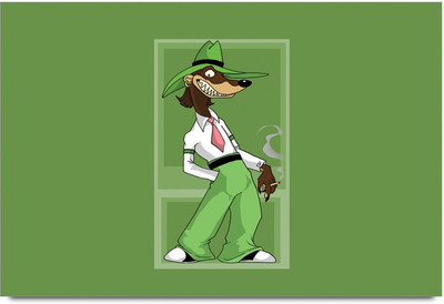 53% OFF on Green Fox Smoking Character Laminated Poster Paper Print