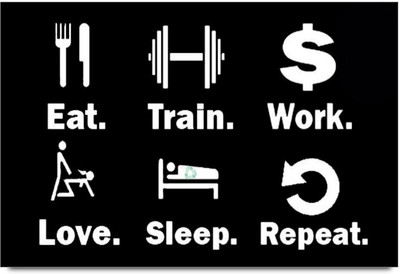 34% OFF on AMY Eat Train Work Love Sleep Repeat Quote 3D Poster