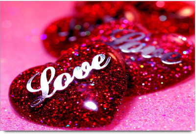 75% OFF on Amy Love Text and Dotted Red Hearts with Pink Colour Background 3D Poster