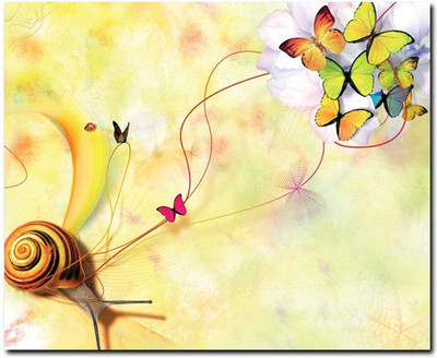 69% OFF on Stybuzz Snails And Butterfly Frameless Canvas Art