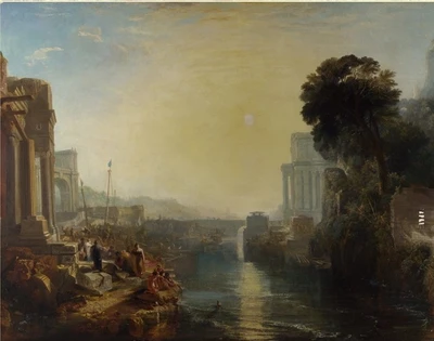 77% OFF on Canvas painting without frame -Sun & River Canvas Art