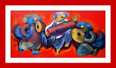 33% OFF on Dhol And Tasha Painting Fine Art Print
