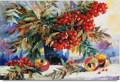 53% OFF on Flower & Fruits Composition Laminated Poster Paper Print