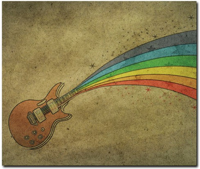 63% OFF on Stybuzz Guitar Rainbow Art Frameless Canvas Art